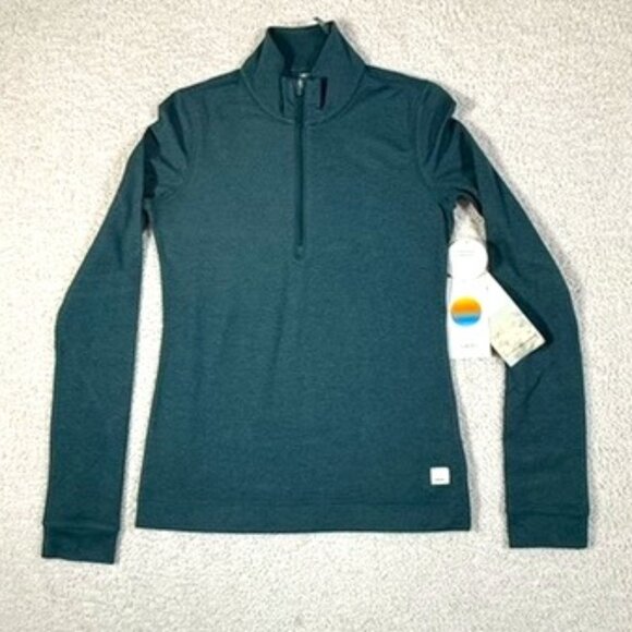 Vuori Sweaters - Vuori Womens Halo Essential Half Zip Sweater Baryl Heather Sz XS Performance NWT